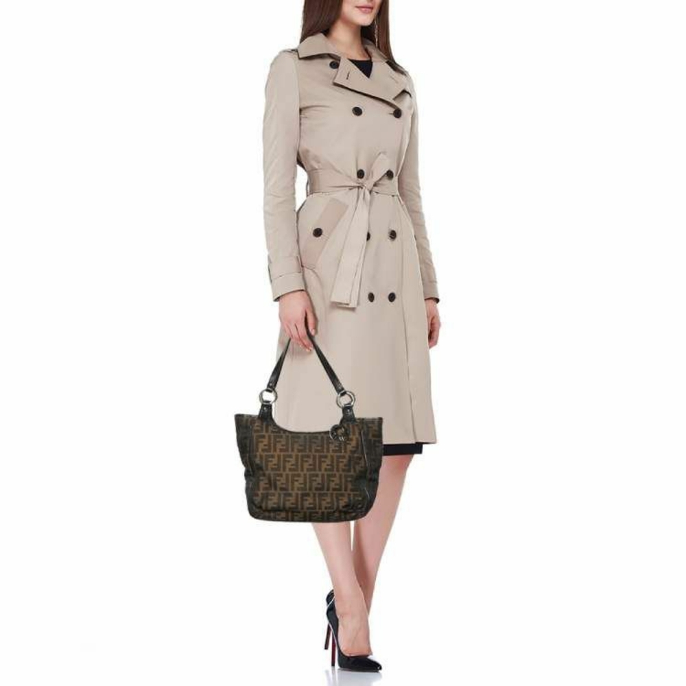 Fendi Tobacco Zucca Chef Moro Canvas And Leather Tote Bag - Picture 6 of 13